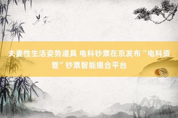 夫妻性生活姿势道具 电科钞票在京发布“电科资管”钞票智能撮合平台