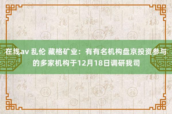 在线av 乱伦 藏格矿业：有有名机构盘京投资参与的多家机构于12月18日调研我司