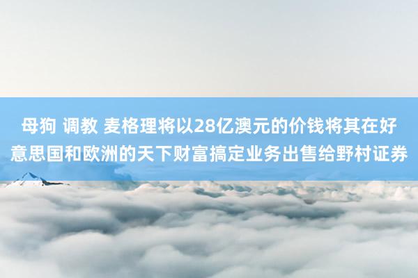 母狗 调教 麦格理将以28亿澳元的价钱将其在好意思国和欧洲的天下财富搞定业务出售给野村证券