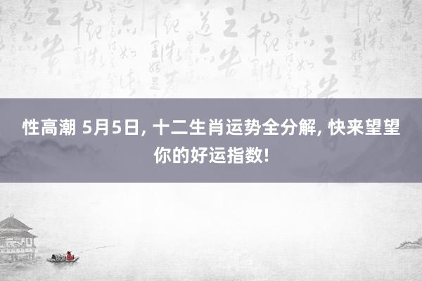 性高潮 5月5日, 十二生肖运势全分解, 快来望望你的好运指